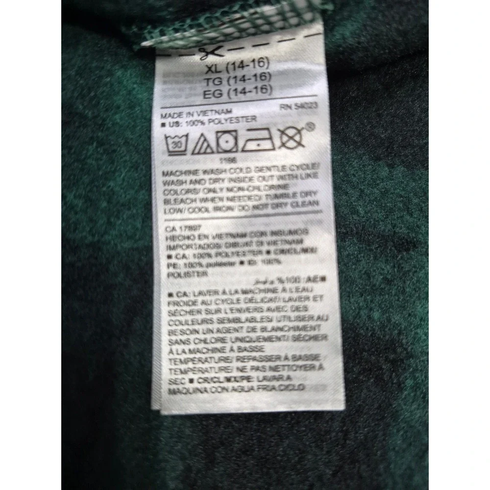 Old Navy Kids XL 14-16 Blackwatch Plaid Sweater Fleece Shawl Collar Pullover NEW